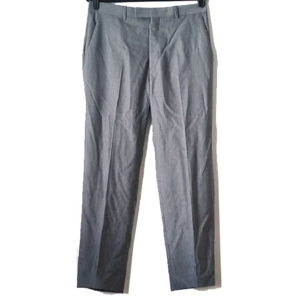 John Varvatos Bowery Slim Straight Leg Pants 33R 34x31 Gray Pinstripe 100% Wool - Picture 1 of 9